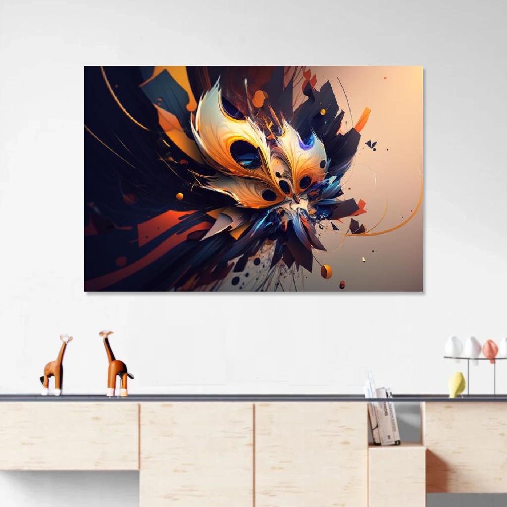 Picture of Tiger Abstract Art au dessus d'un meuble bas