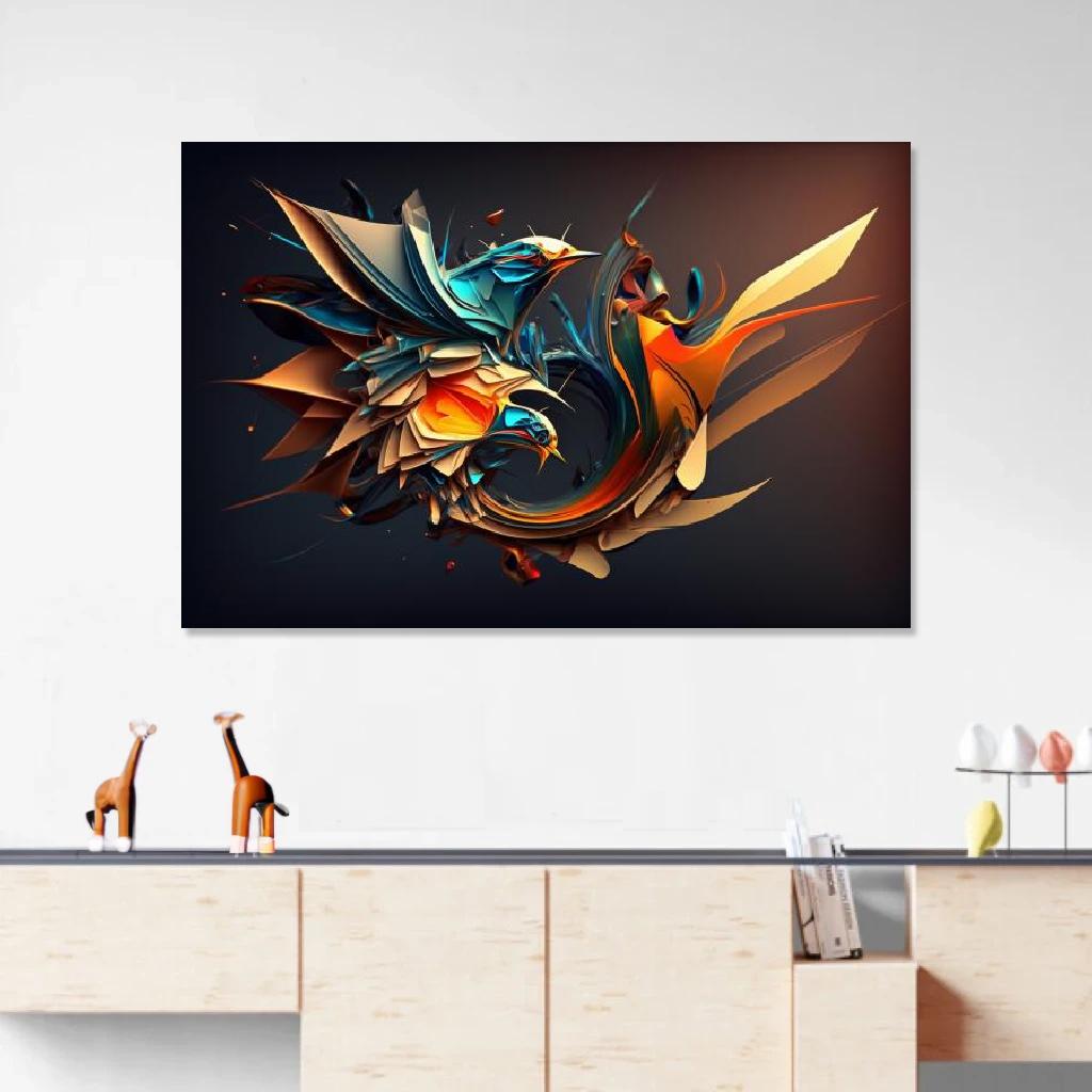 Picture of Humming-bird Abstract Art au dessus d'un meuble bas