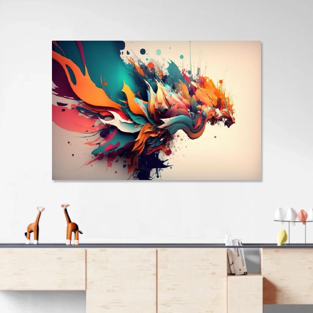Picture of Fox Abstract Art au dessus d'un meuble bas