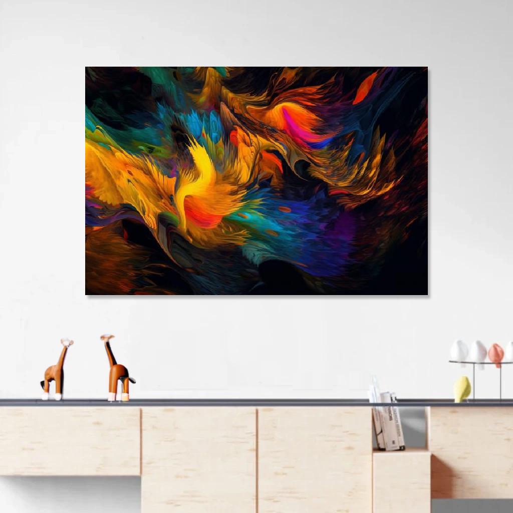 Picture of Dragon Abstract Art au dessus d'un meuble bas