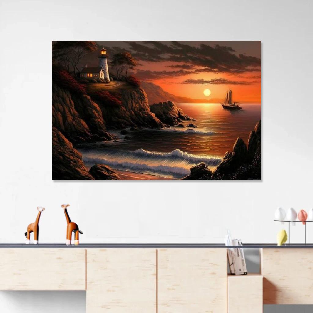 Picture of Coastal Sunset au dessus d'un meuble bas