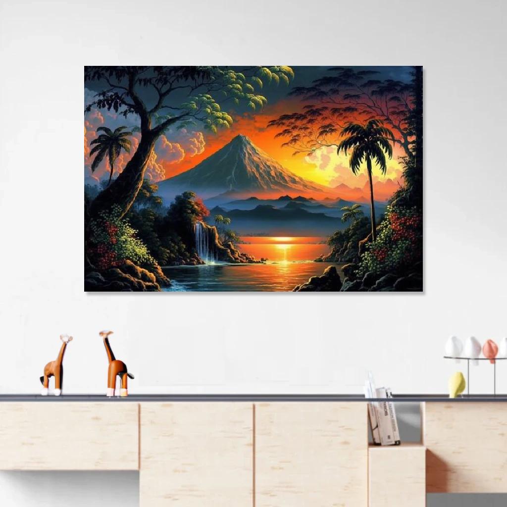 Picture of Tropical Sunset au dessus d'un meuble bas