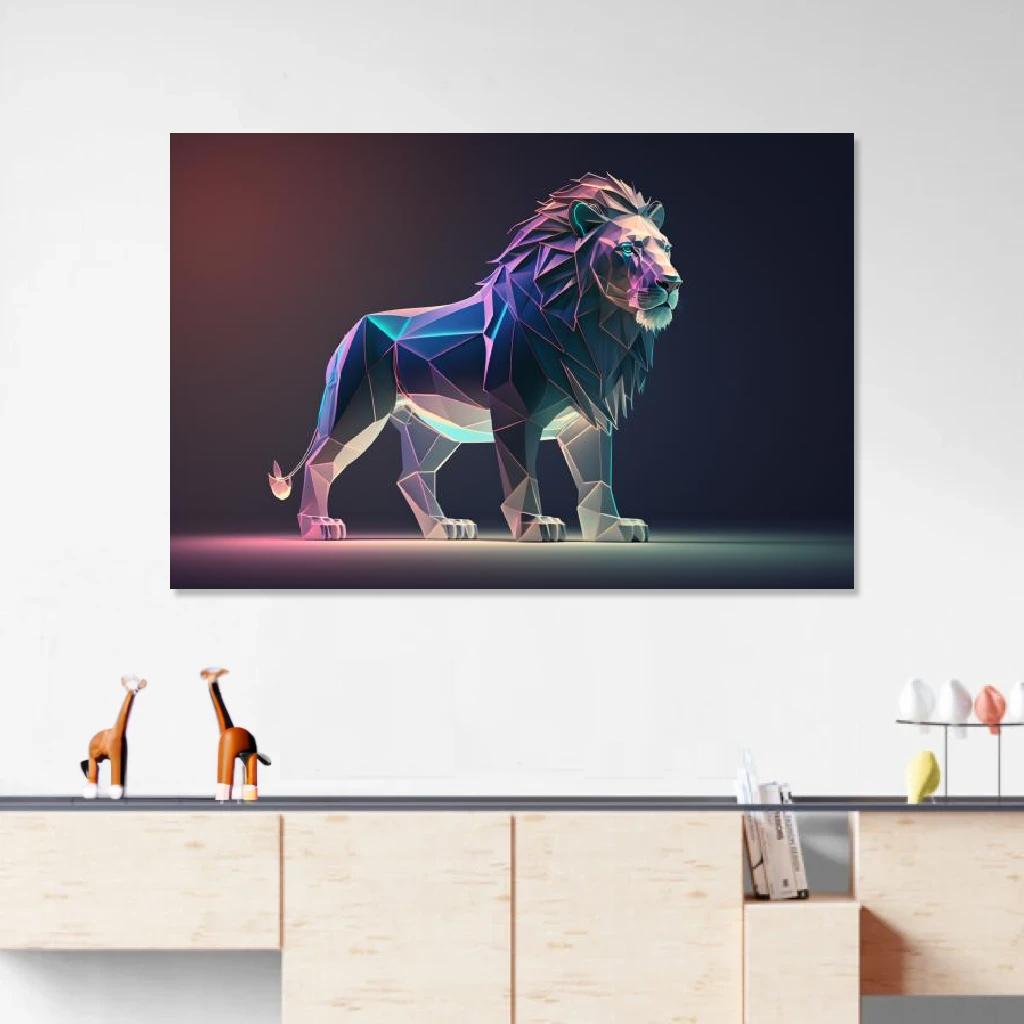 Picture of Lion Polygon au dessus d'un meuble bas