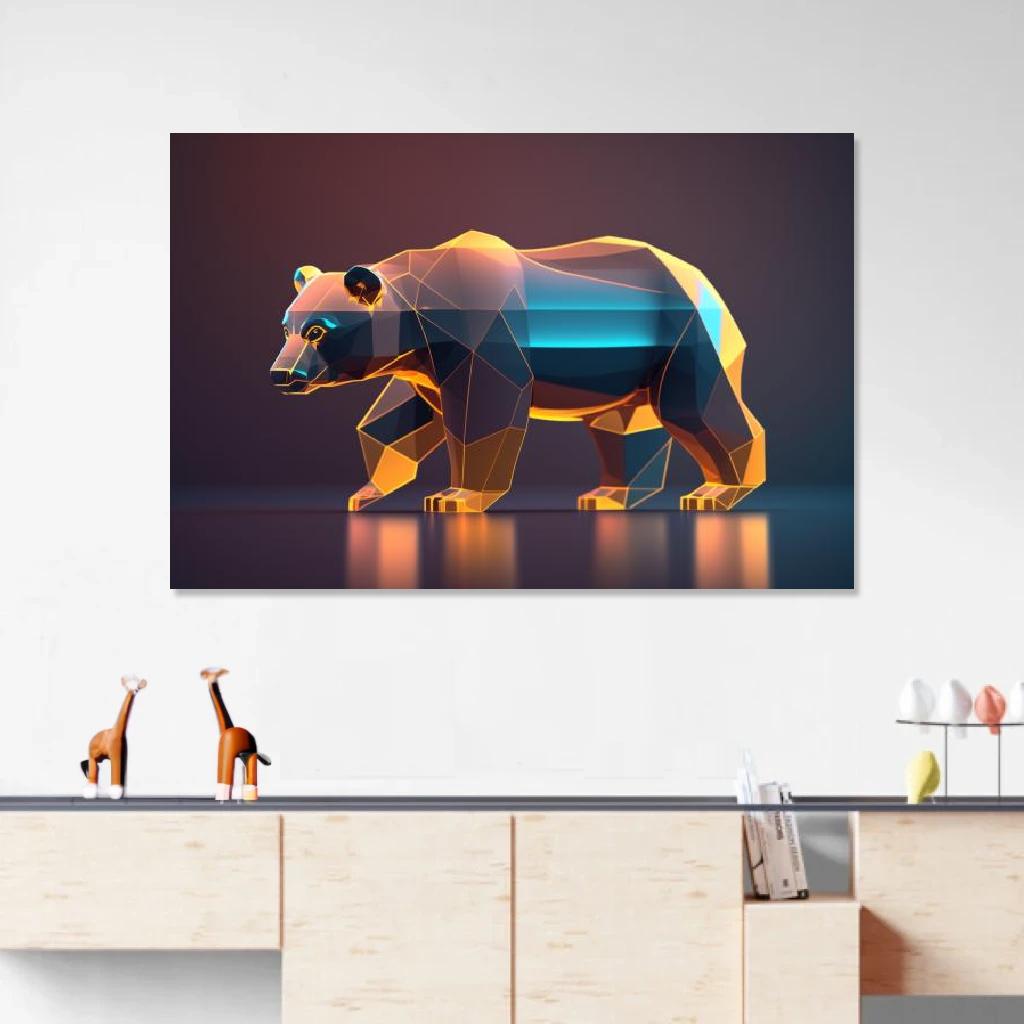 Picture of Bear Polygon au dessus d'un meuble bas