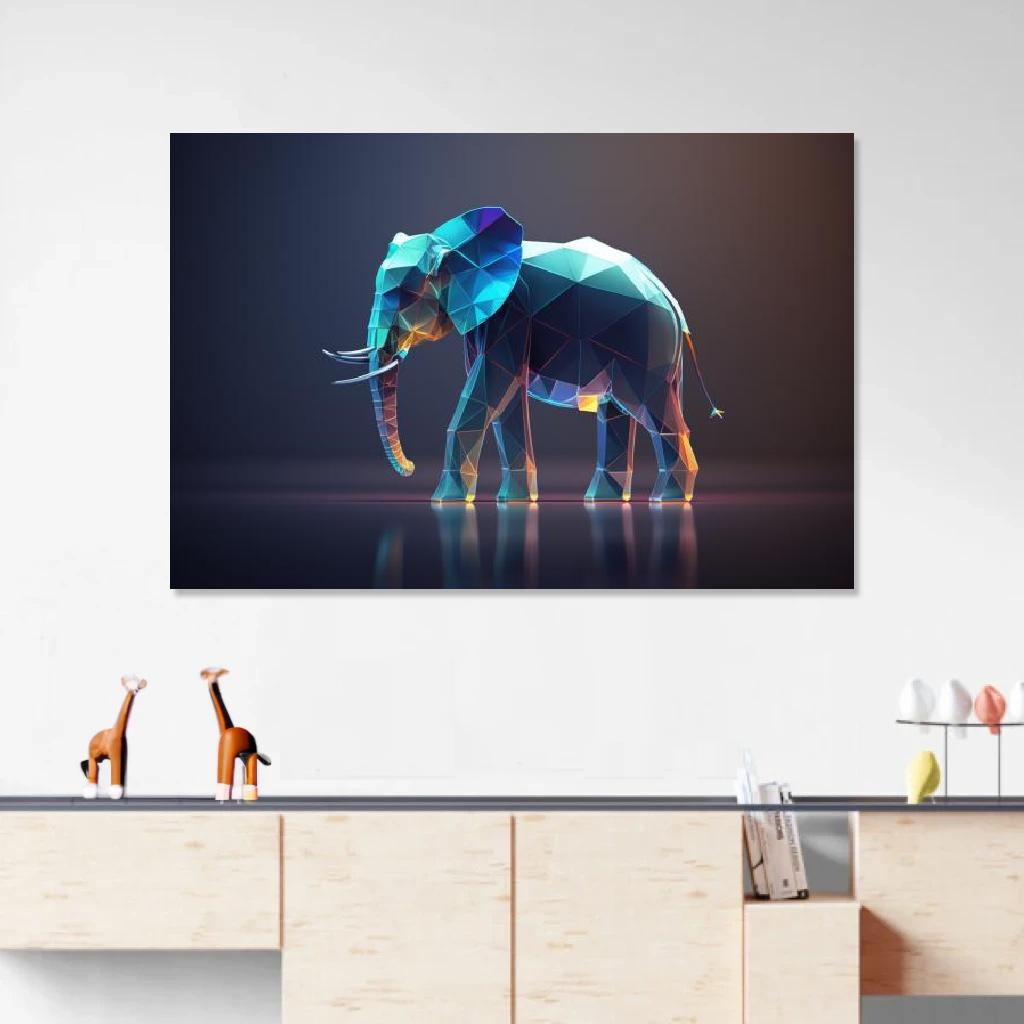 Picture of Elephant Polygon au dessus d'un meuble bas