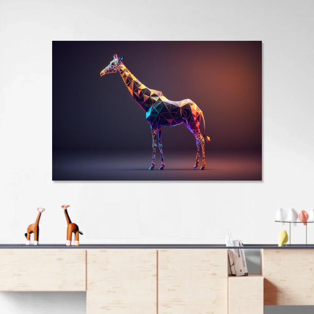 Picture of Giraffe Polygon au dessus d'un meuble bas