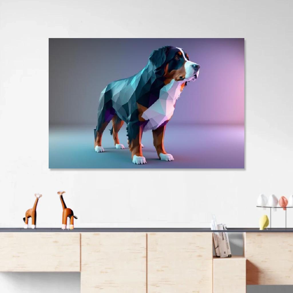 Picture of Bernese mountain dog Polygon au dessus d'un meuble bas