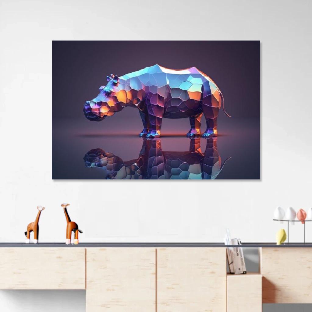 Picture of Hippopotamus Polygon au dessus d'un meuble bas