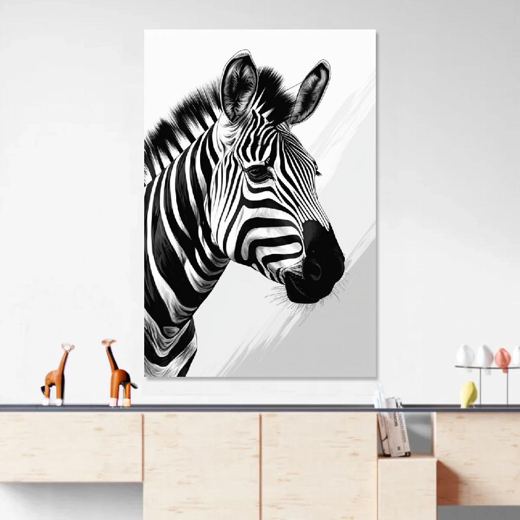 Picture of Zebra Monochrome au dessus d'un meuble bas