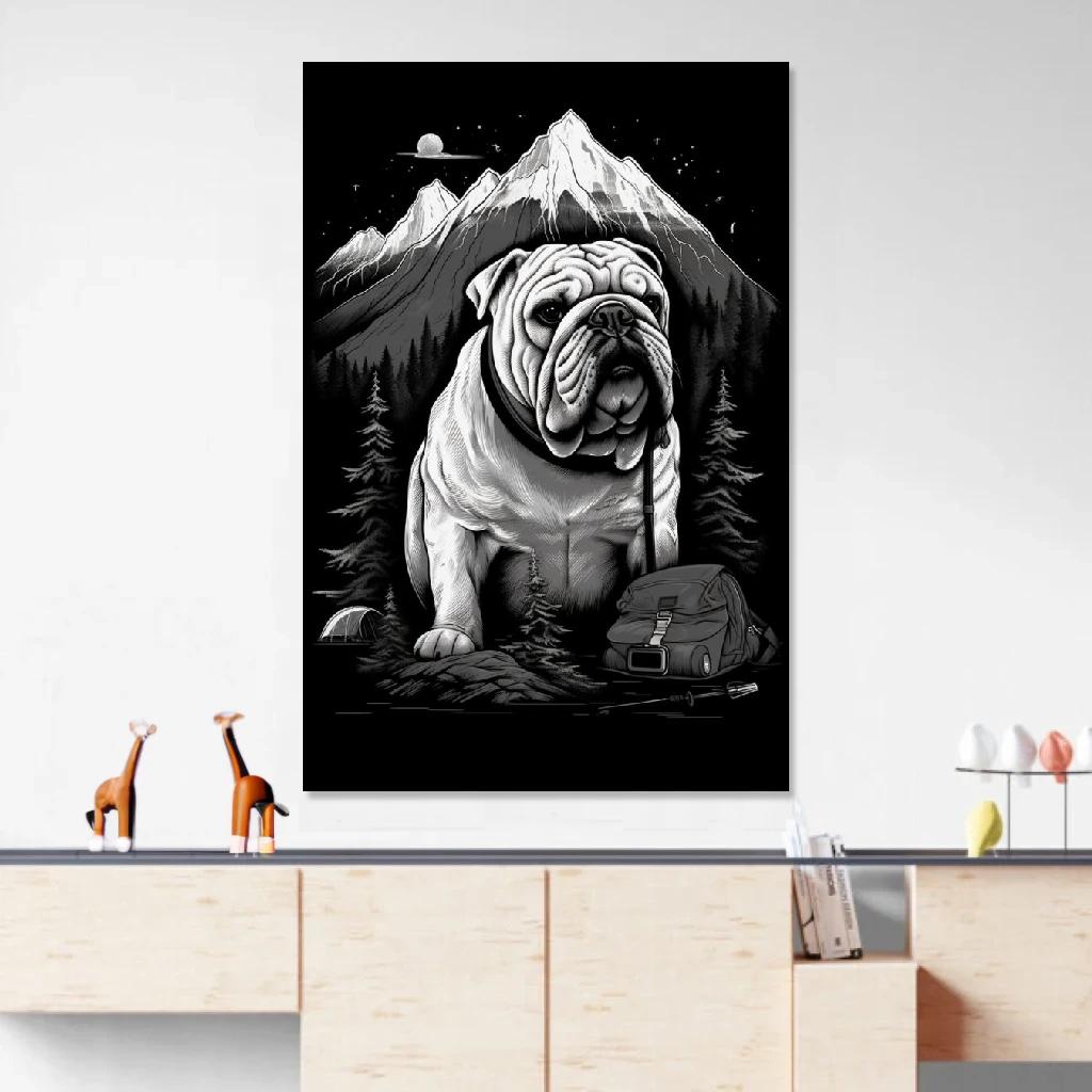 Picture of Bulldog Monochrome au dessus d'un meuble bas