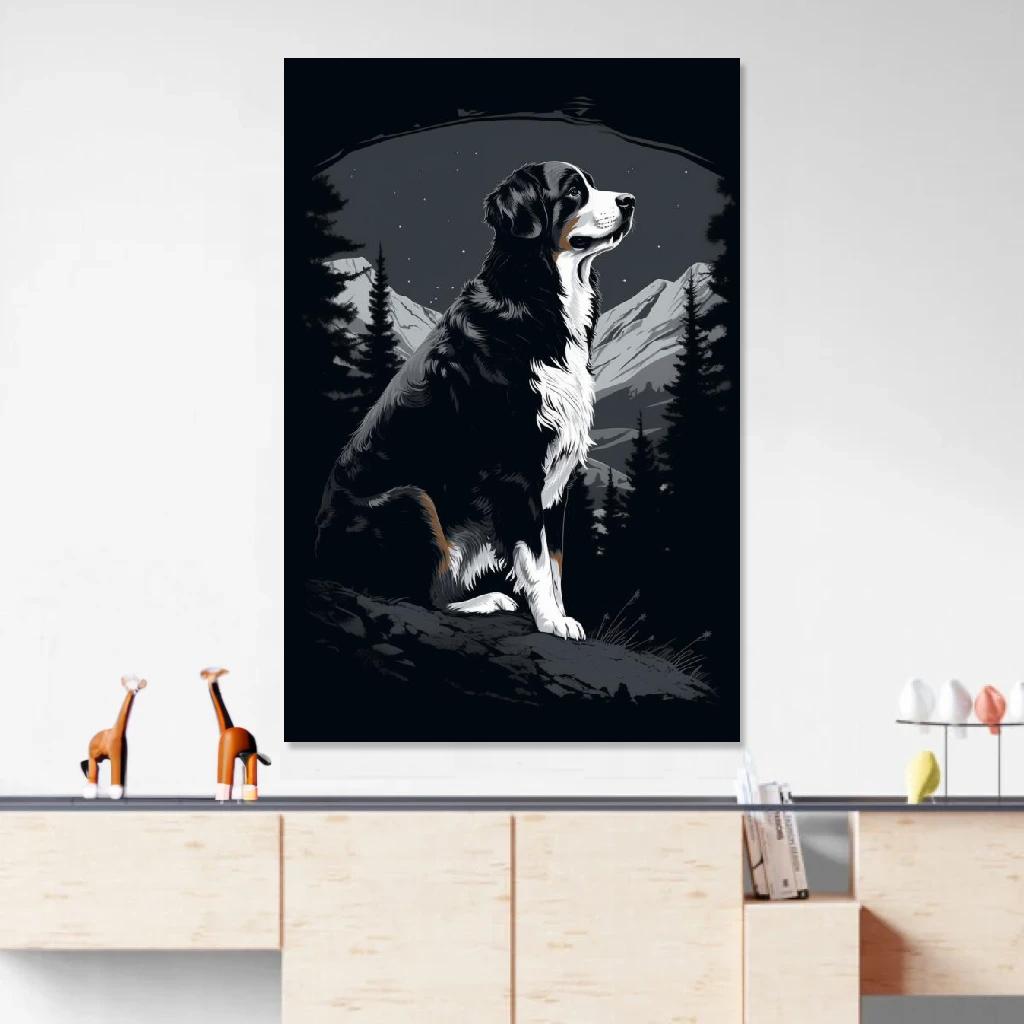 Picture of Bernese mountain dog Monochrome au dessus d'un meuble bas