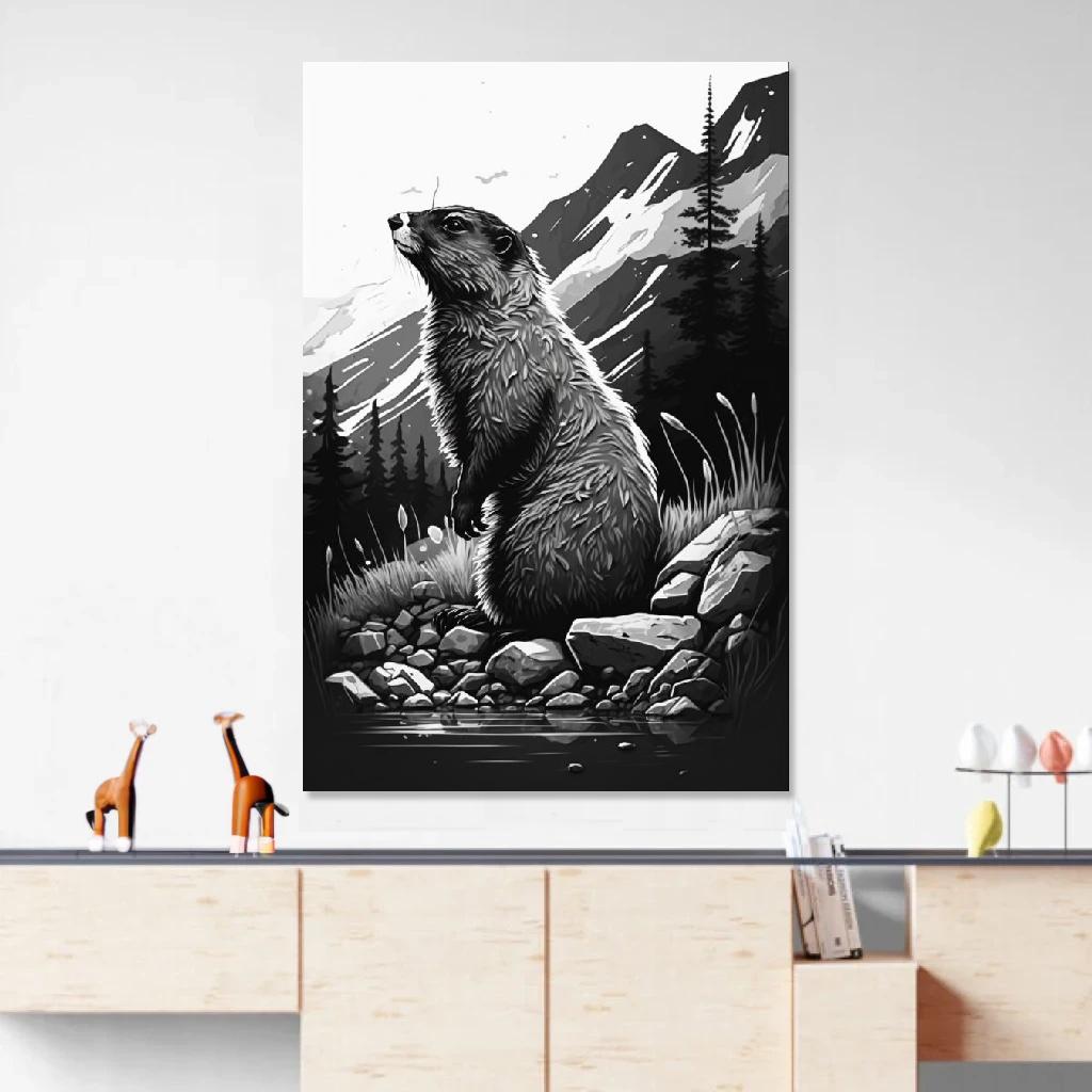 Picture of Marmot Monochrome au dessus d'un meuble bas