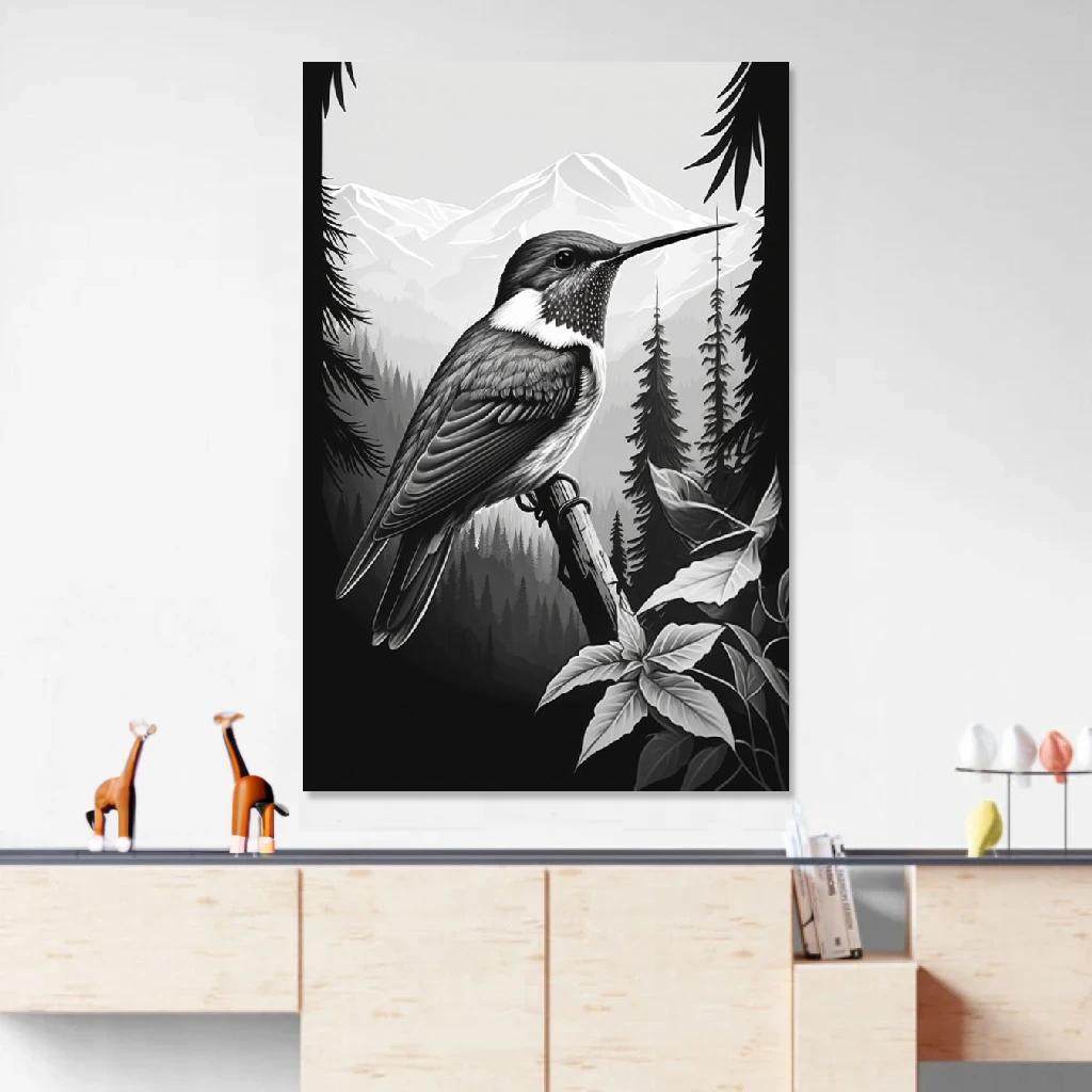 Picture of Humming-bird Monochrome au dessus d'un meuble bas
