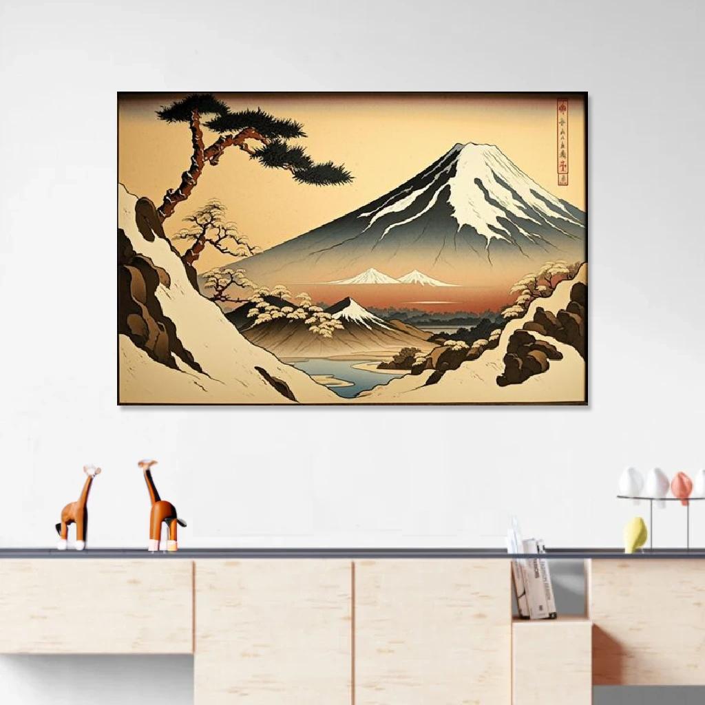 Picture of Montain Ukiyo-e au dessus d'un meuble bas