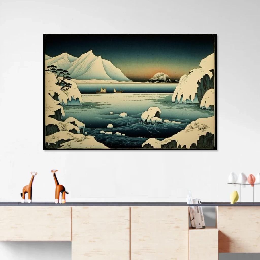 Picture of Polar Ukiyo-e au dessus d'un meuble bas