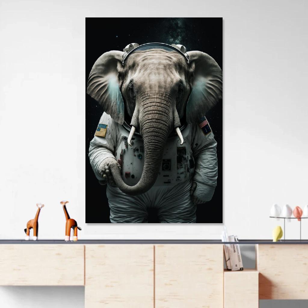 Picture of Elephant Astronaut au dessus d'un meuble bas
