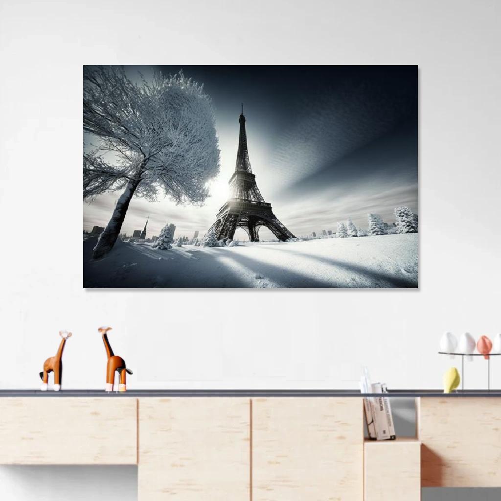Picture of Eiffel tower Winter au dessus d'un meuble bas