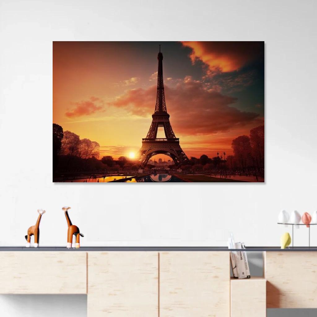 Picture of Eiffel tower Sunset au dessus d'un meuble bas