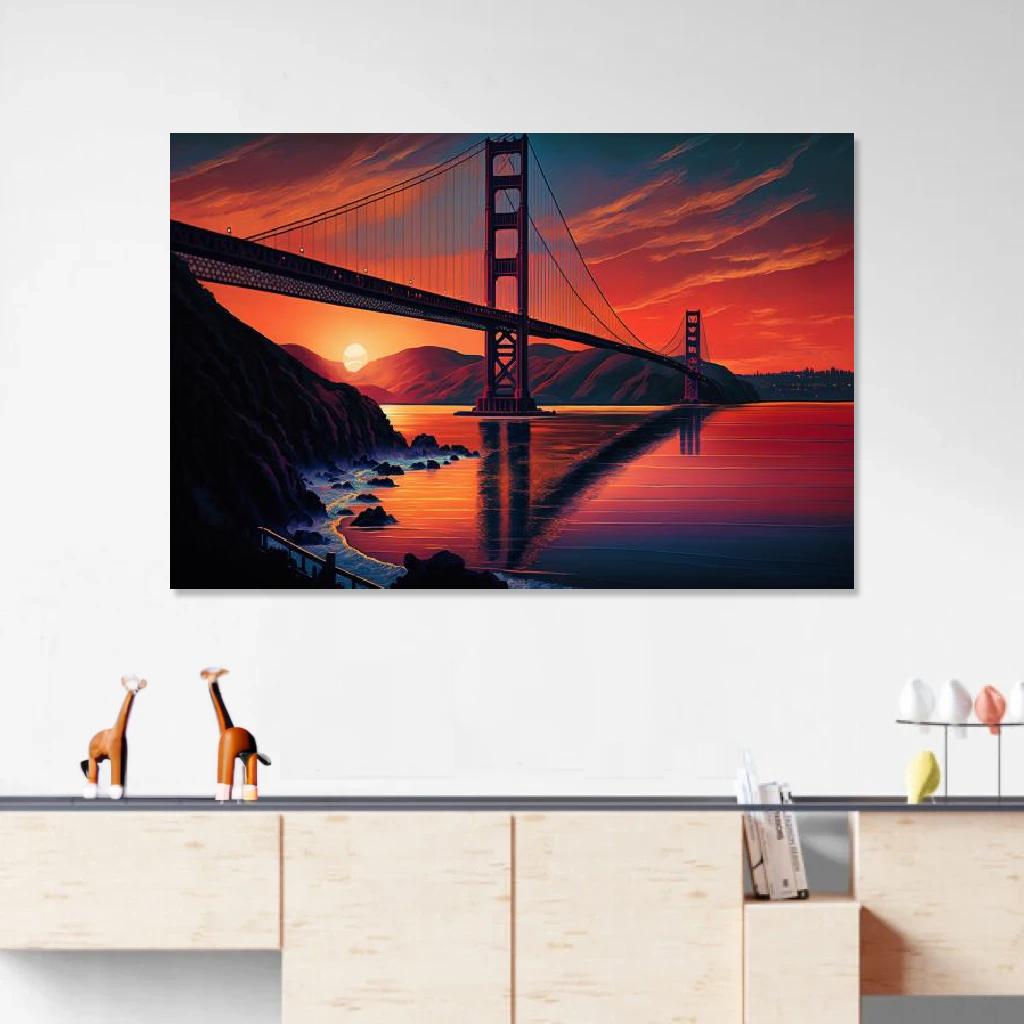 Picture of Golden gate bridge Sunset au dessus d'un meuble bas