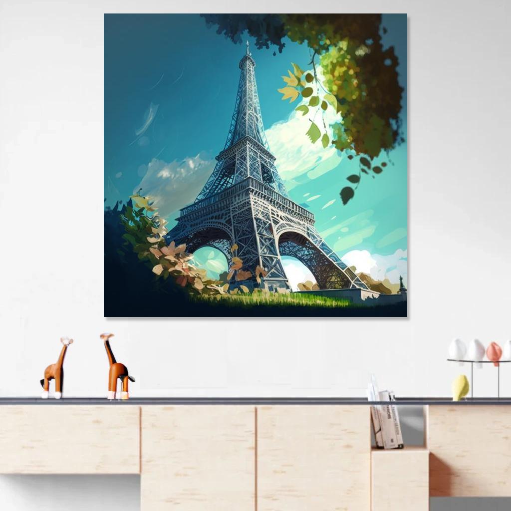Picture of Eiffel tower Summer au dessus d'un meuble bas