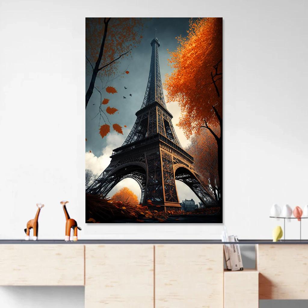 Picture of Eiffel tower Autumn au dessus d'un meuble bas