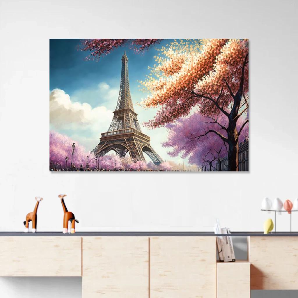 Picture of Eiffel tower Spring au dessus d'un meuble bas