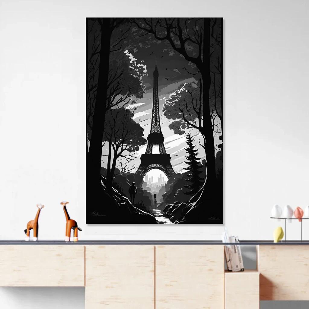 Picture of Eiffel tower Monochrome au dessus d'un meuble bas