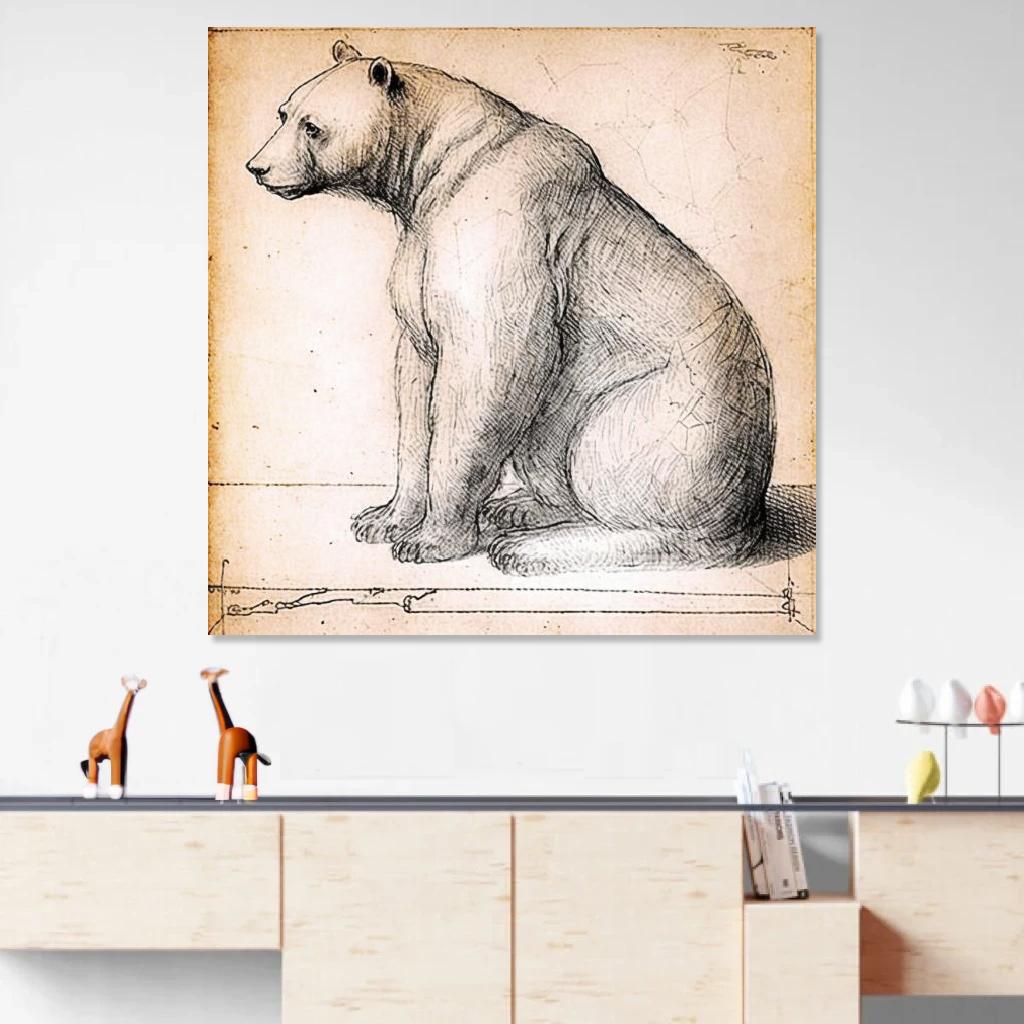 Picture of Bear Leonardo Da Vinci au dessus d'un meuble bas