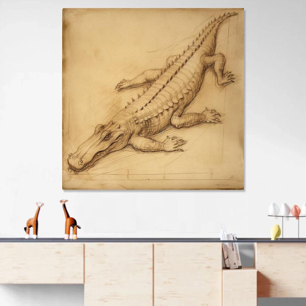 Picture of Crocodile Leonardo Da Vinci au dessus d'un meuble bas