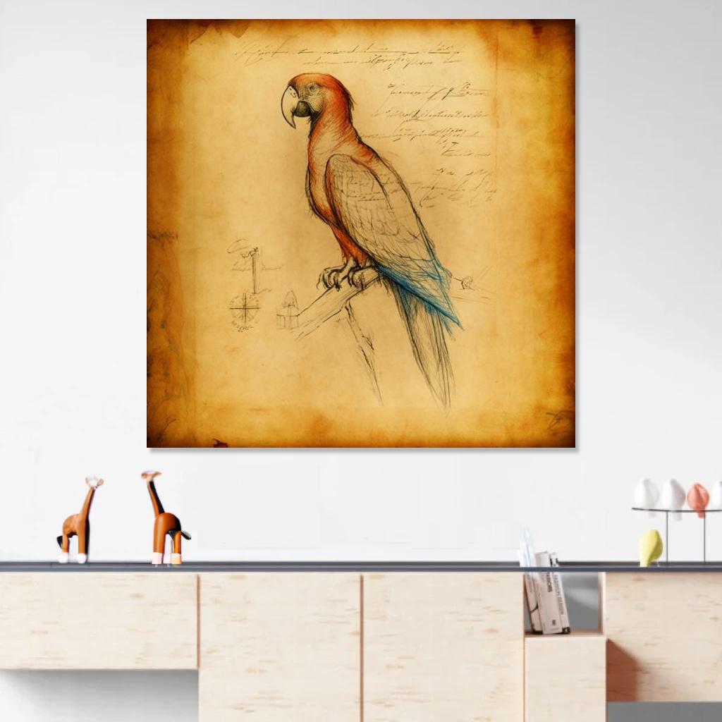 Picture of Parrot Leonardo Da Vinci au dessus d'un meuble bas