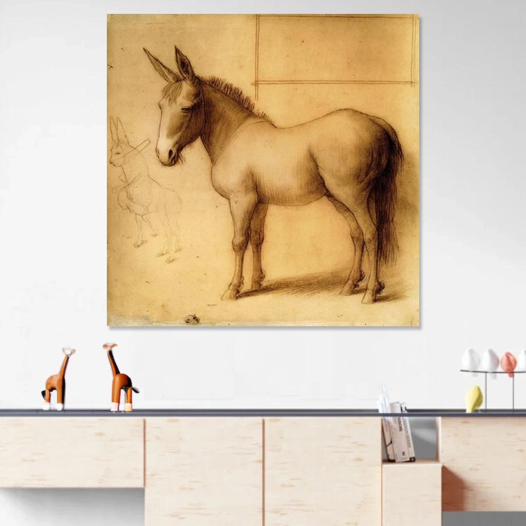 Picture of Donkey Leonardo Da Vinci au dessus d'un meuble bas