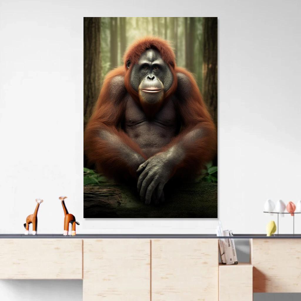 Picture of Orangutan Yoga au dessus d'un meuble bas