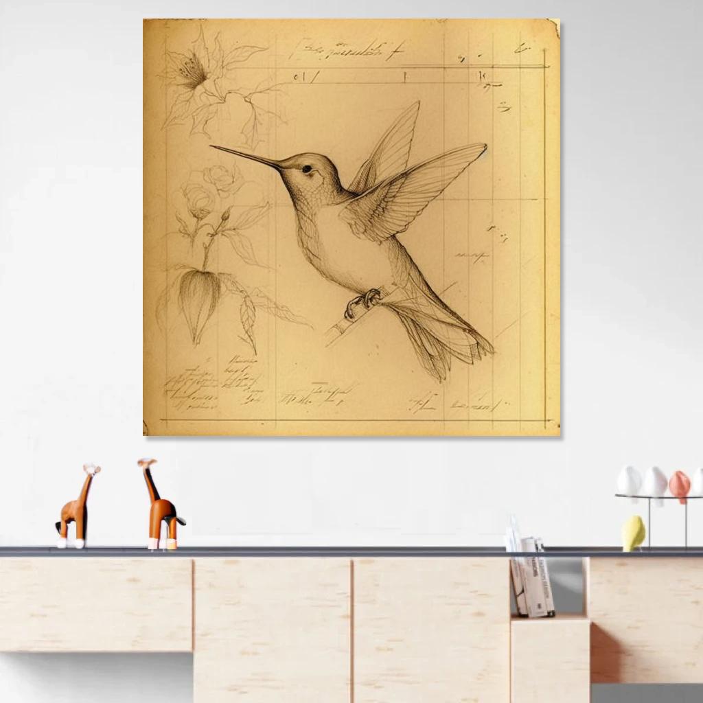 Picture of Humming-bird Leonardo Da Vinci au dessus d'un meuble bas