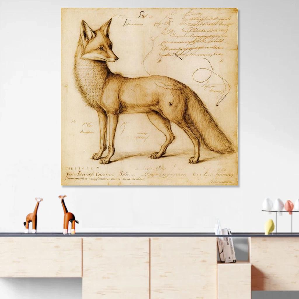 Picture of Fox Leonardo Da Vinci au dessus d'un meuble bas