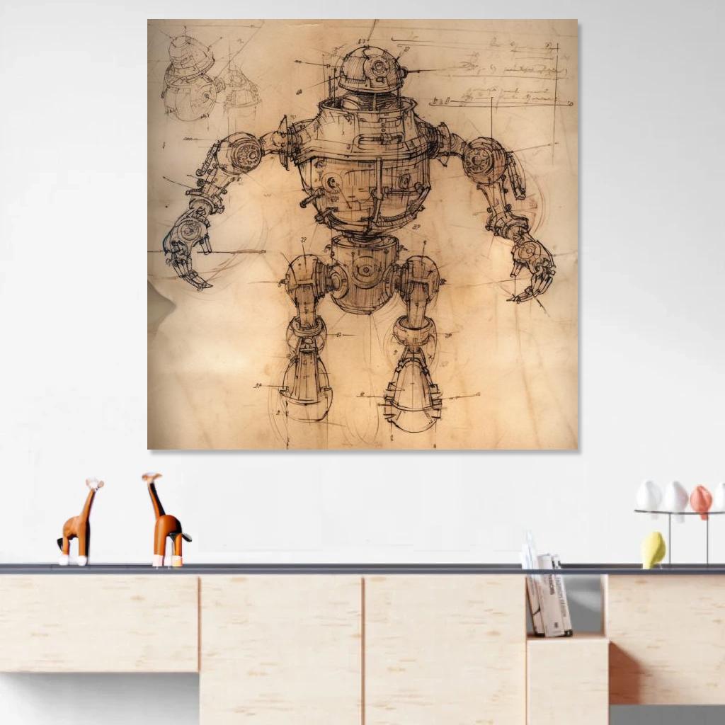 Picture of Robot Leonardo Da Vinci au dessus d'un meuble bas