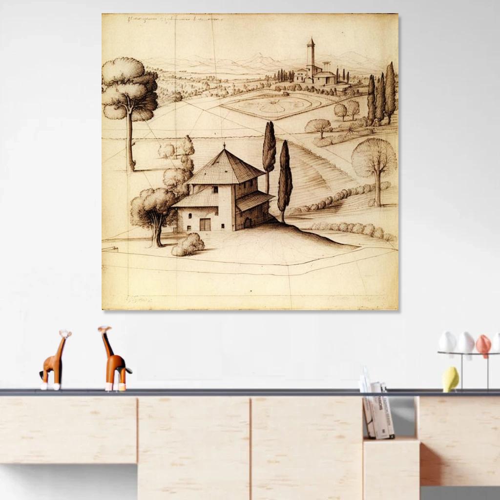 Picture of Rural Leonardo Da Vinci au dessus d'un meuble bas