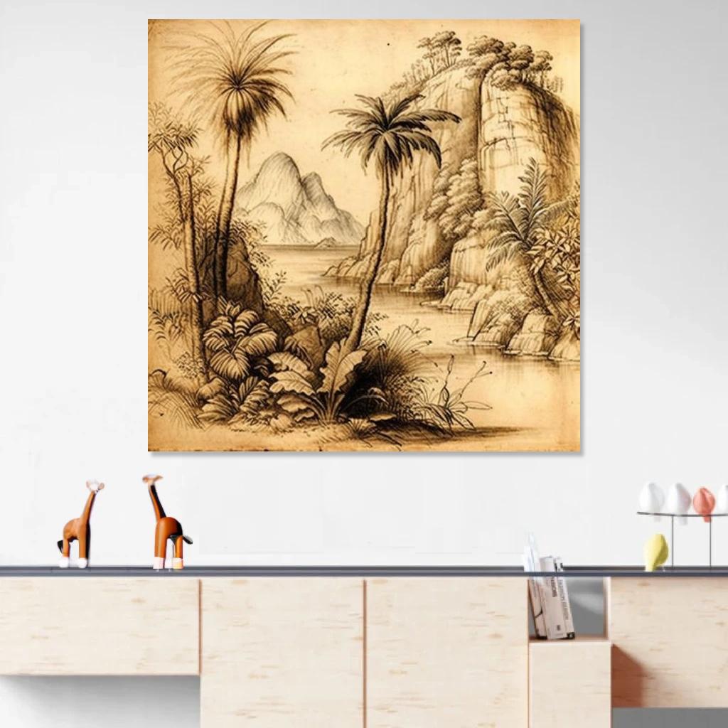 Picture of Tropical Leonardo Da Vinci au dessus d'un meuble bas