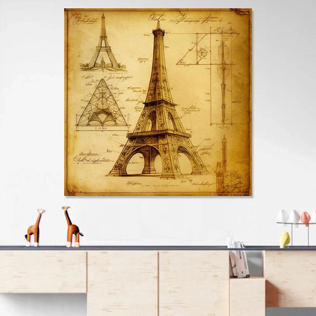 Picture of Eiffel tower Leonardo Da Vinci au dessus d'un meuble bas