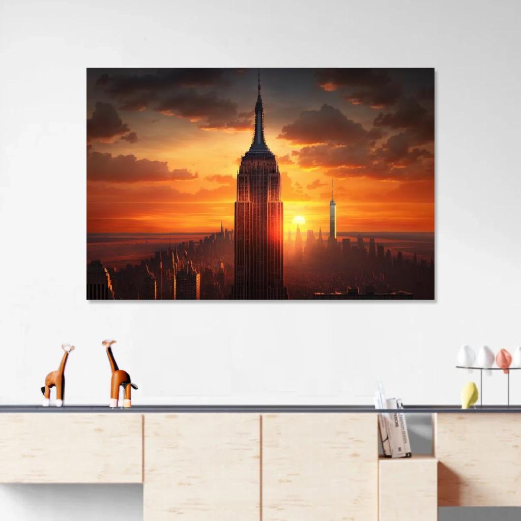 Picture of Empire state building Sunset au dessus d'un meuble bas