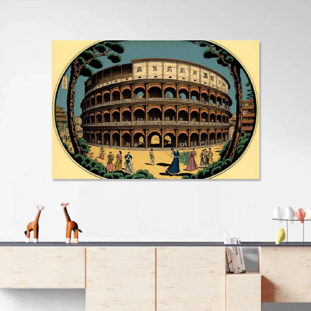 Picture of The Colosseum Ukiyo-e au dessus d'un meuble bas