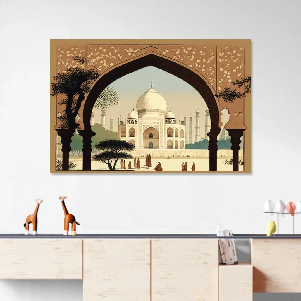 Picture of Taj Mahal Ukiyo-e au dessus d'un meuble bas