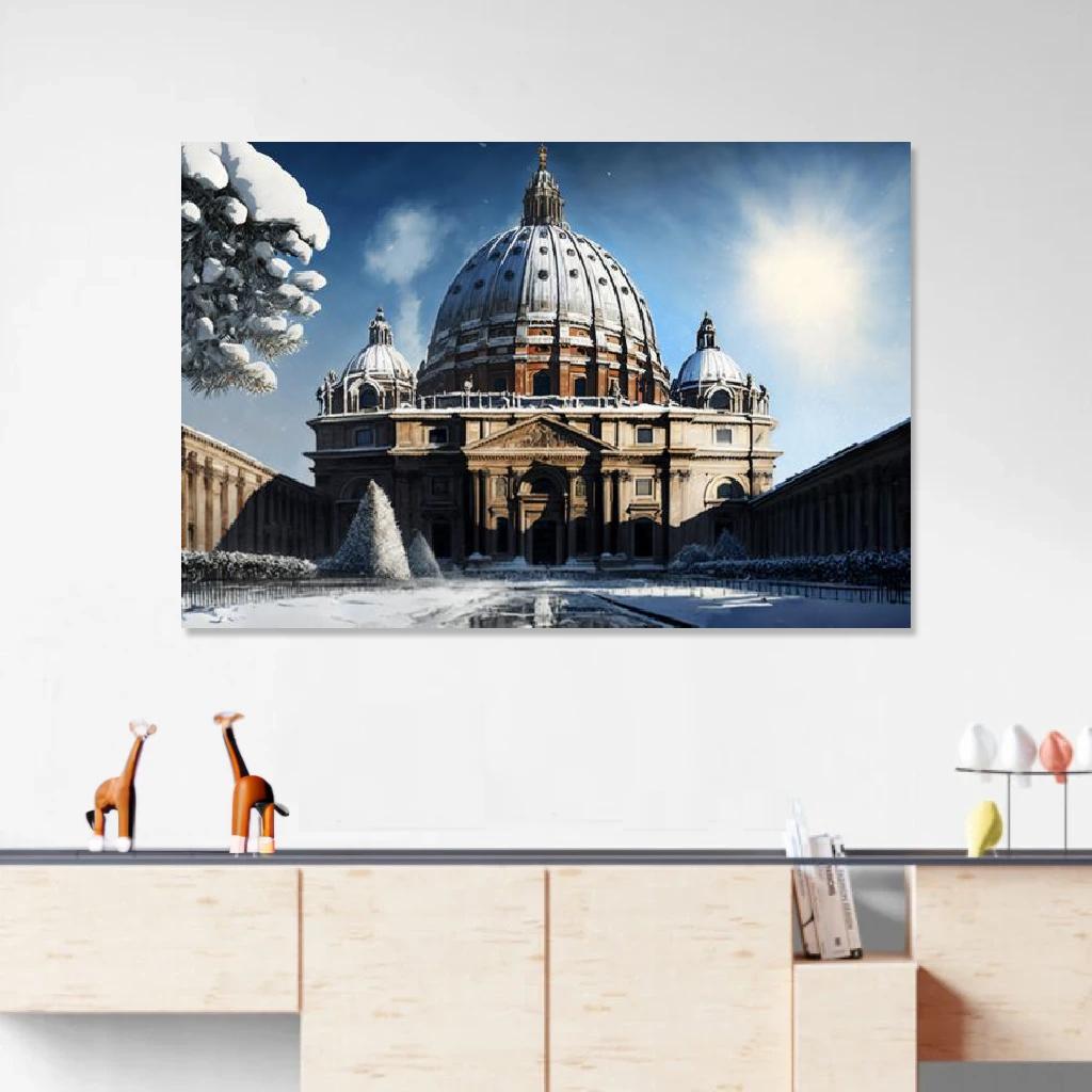 Picture of St. Peter's Basilica Winter au dessus d'un meuble bas