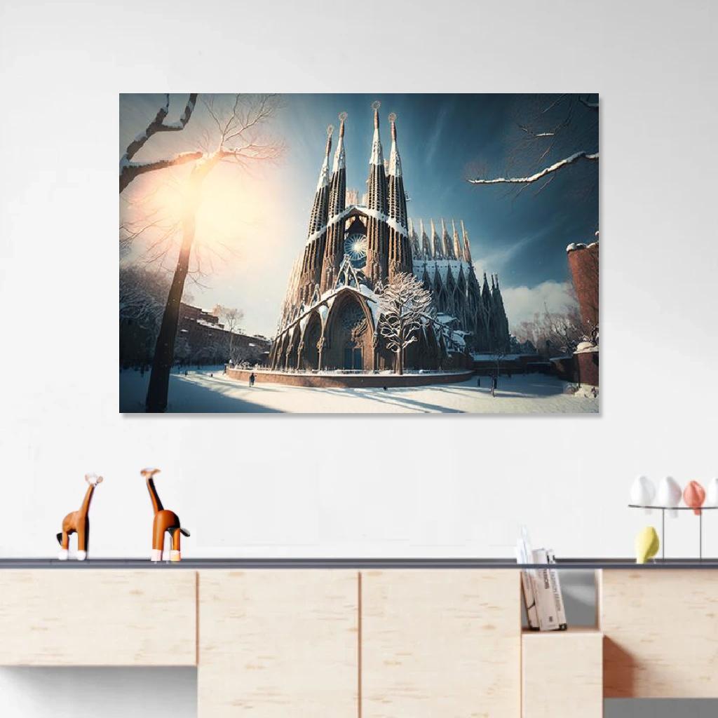 Picture of Sagrada Familia Winter au dessus d'un meuble bas