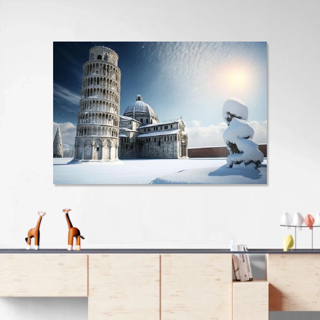Picture of Leaning Tower of Pisa Winter au dessus d'un meuble bas