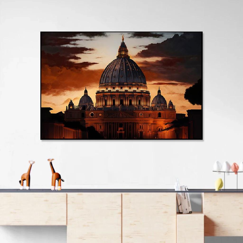 Picture of St. Peter's Basilica Sunset au dessus d'un meuble bas