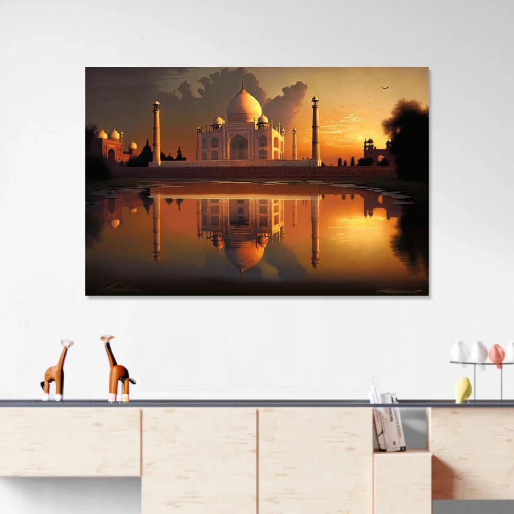 Picture of Taj Mahal Sunset au dessus d'un meuble bas