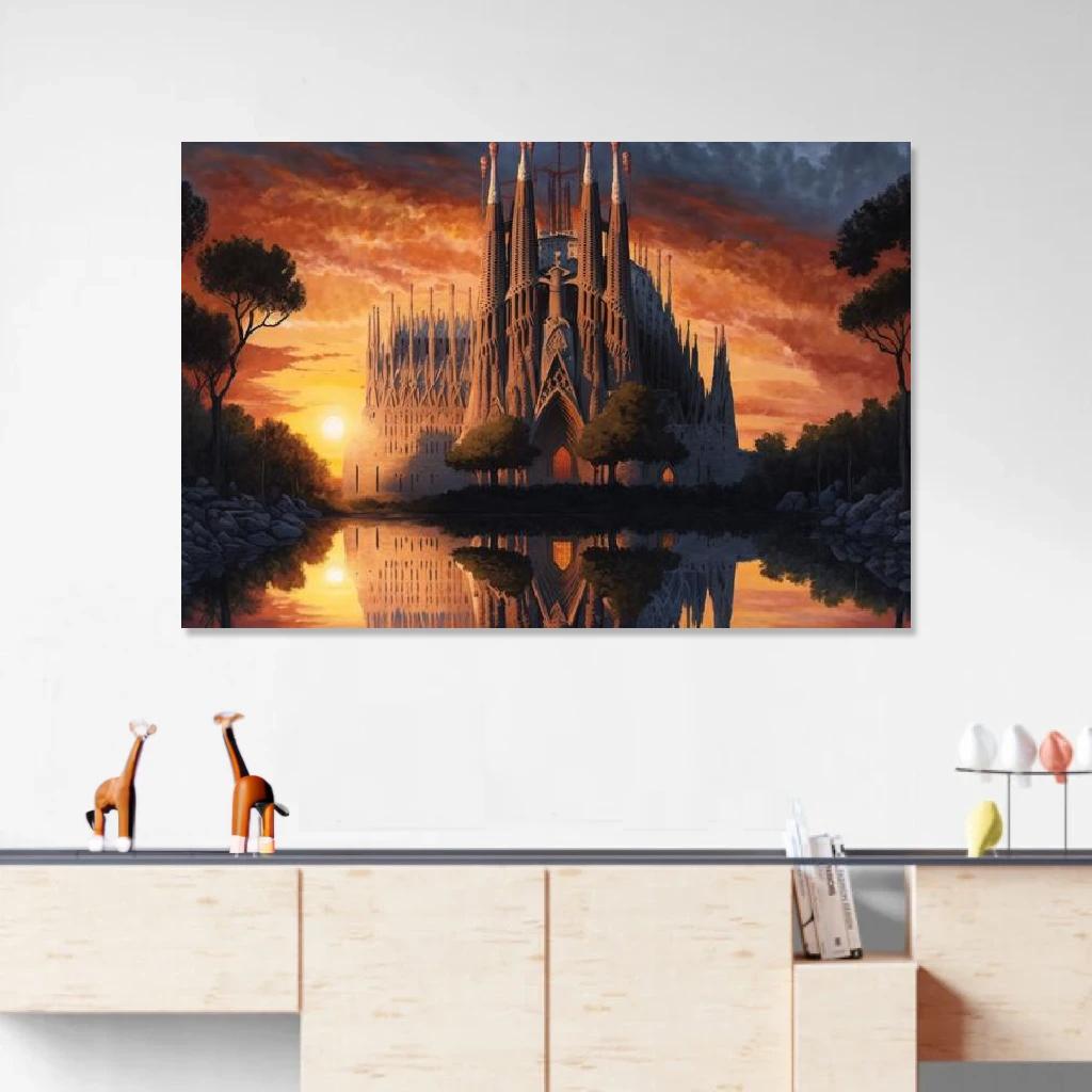 Picture of Sagrada Familia Sunset au dessus d'un meuble bas
