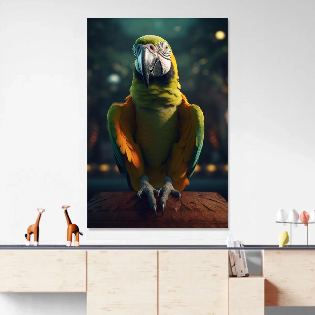 Picture of Parrot Yoga au dessus d'un meuble bas