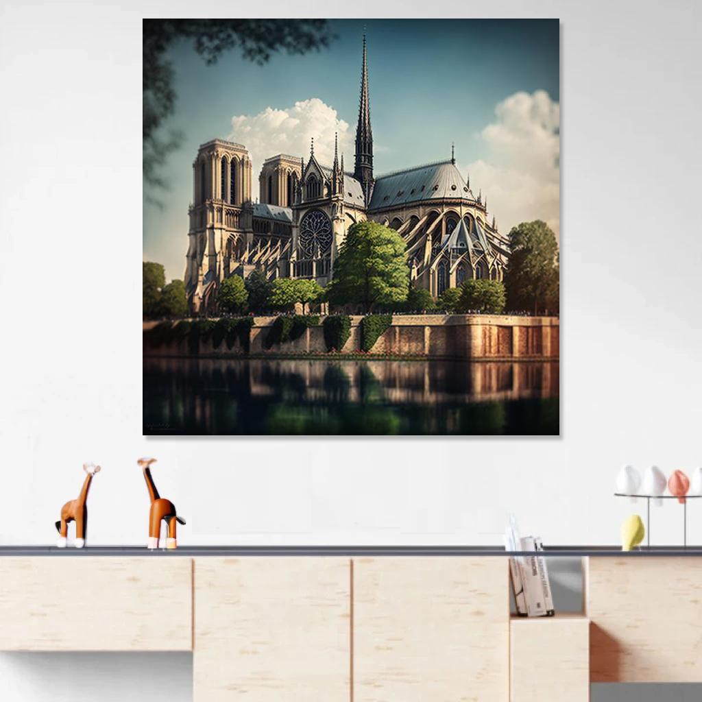 Picture of Notre-Dame Cathedral Summer au dessus d'un meuble bas