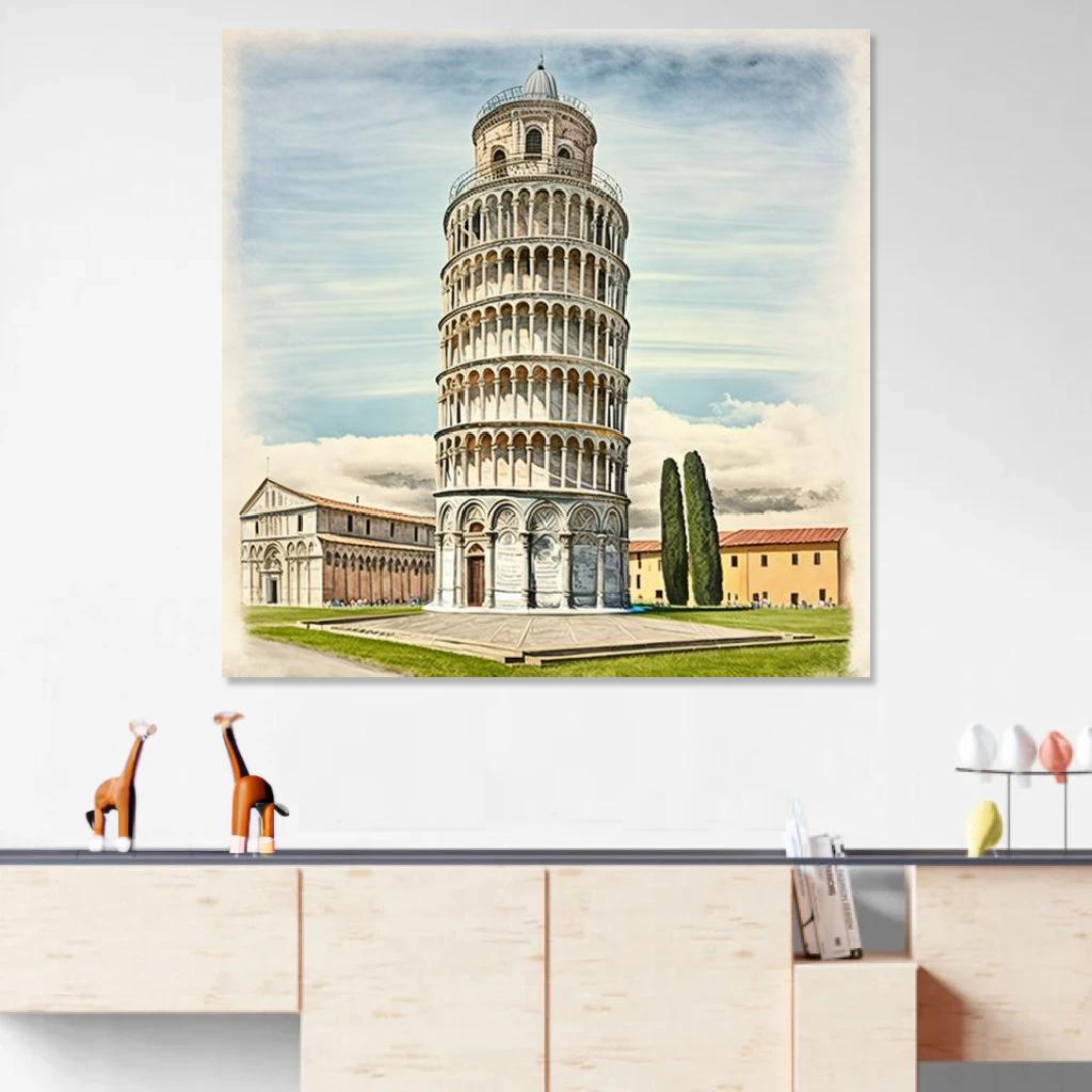 Picture of Leaning Tower of Pisa Summer au dessus d'un meuble bas